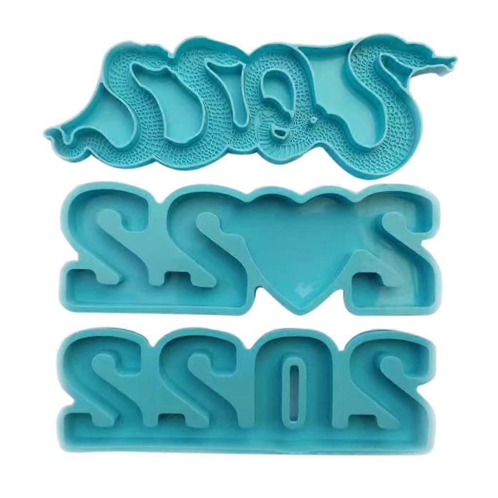 3 Pcs/Set 2022 Numbers Ornaments Epoxy Resin Mold Home Decorations Casting Silicone Mould DIY Crafts Making Tools  Blue