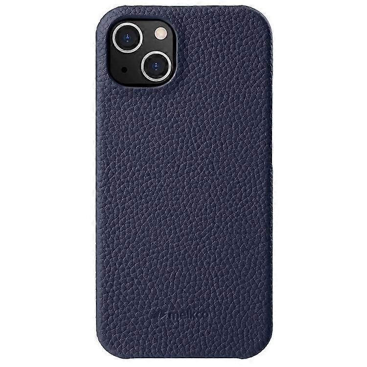 MELKCO Compatible For iPhone 13 6.1 inch Large Opening Anti-drop Cover Genuine Cow Leather+PC Phone Case
