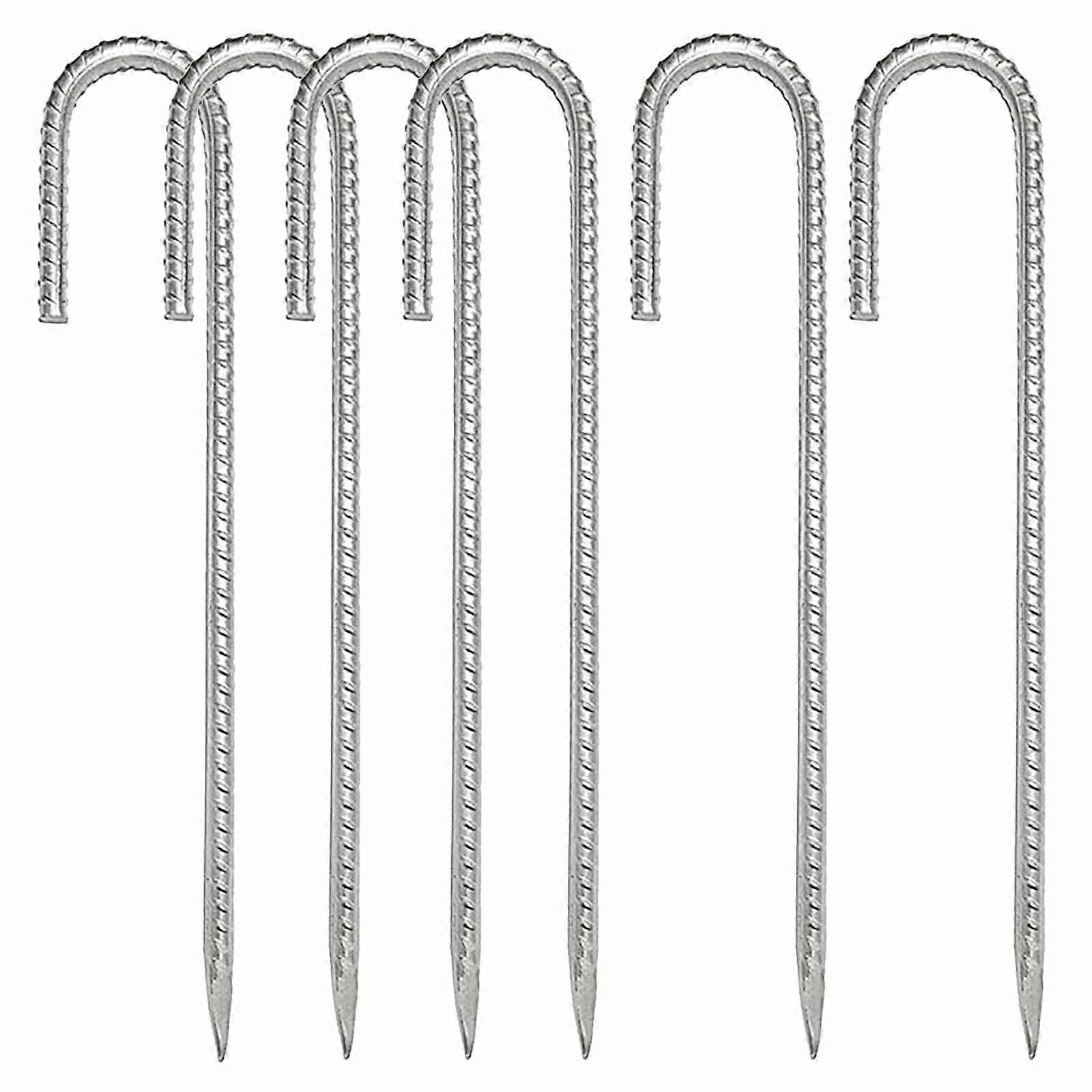 12 Inch Steel Rebar Ground Stakes Set of 6, Heavy-Duty Tent Nails for Garden and Outdoor Use