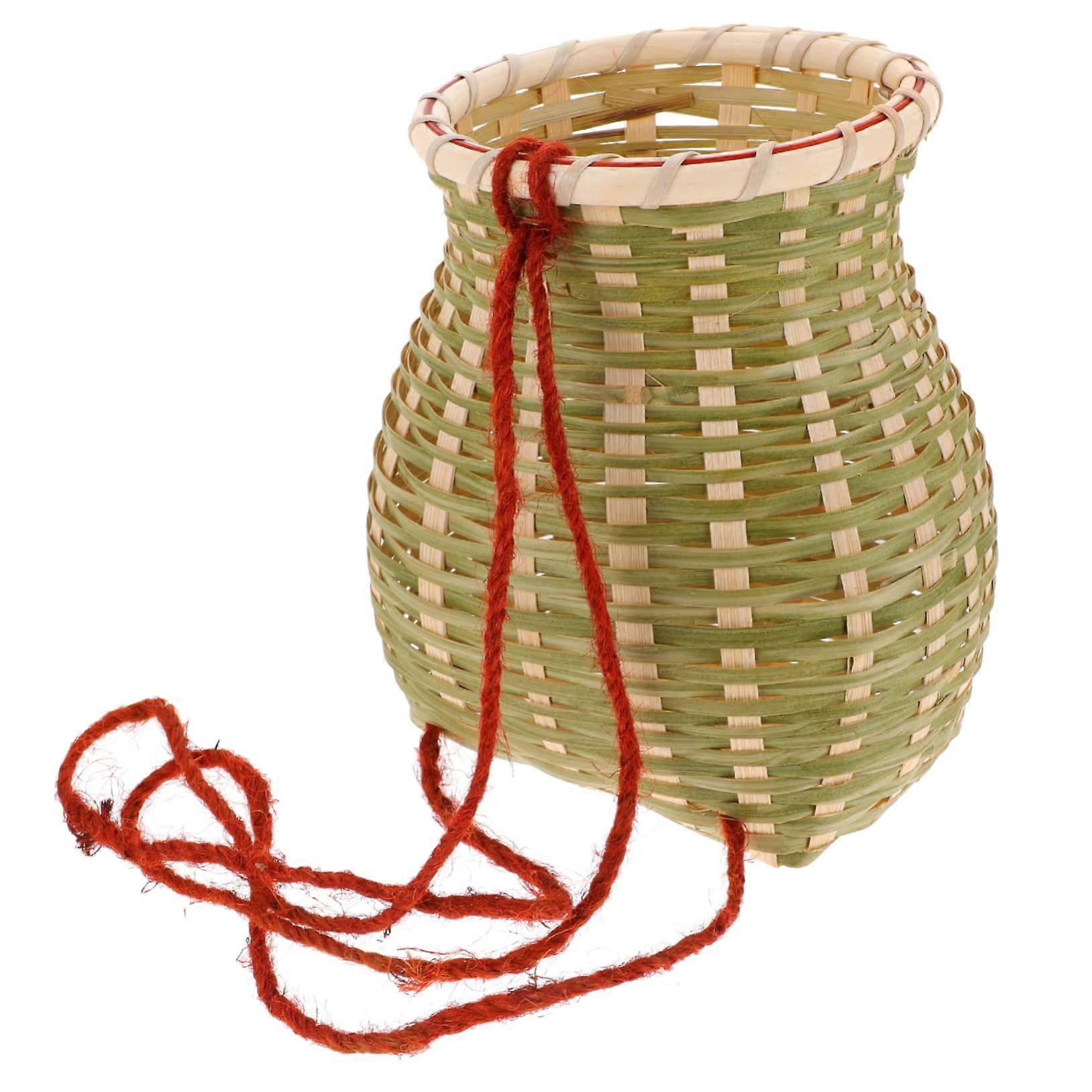 Wicker picnic basket and fabric lined picnic handicap basket, red with handles, suitable for outdoor picnic camping