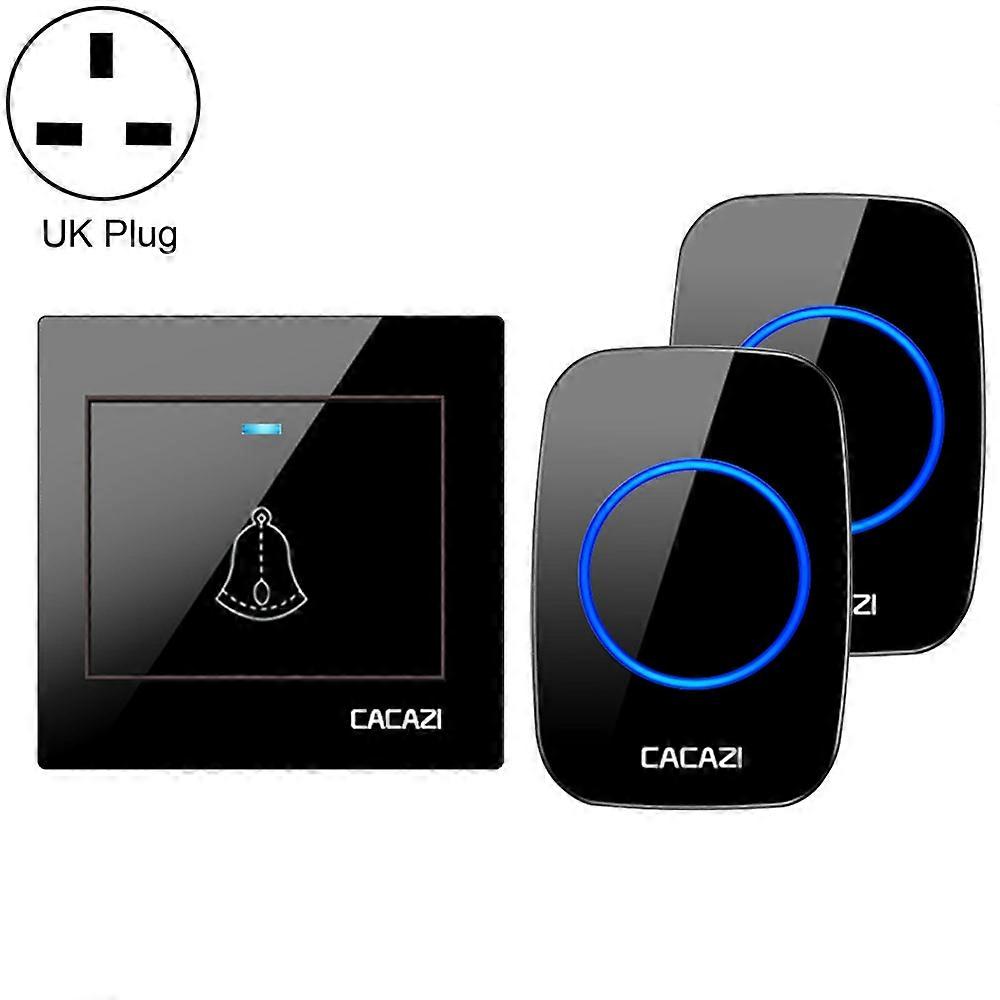 CACAZI H10 1 For 2 Home Wireless Music Doorbell without Battery, Plug:UK Plug