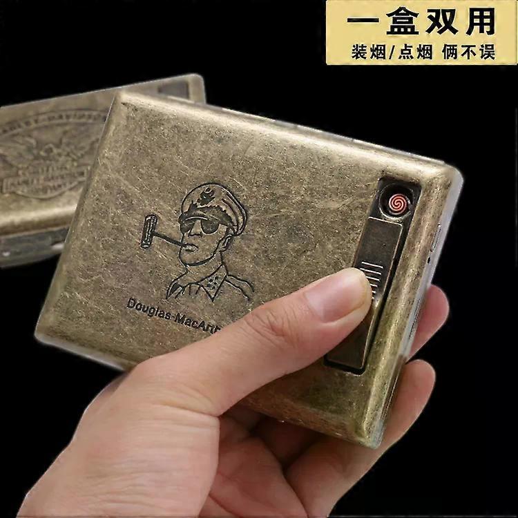Cigarette Case 20 Pcs Portable Ultra-Thin Creative Anti-Pressure Men's Retro Cigarette Boxes Portable High-End Cigarette Boxes Cigarette Set