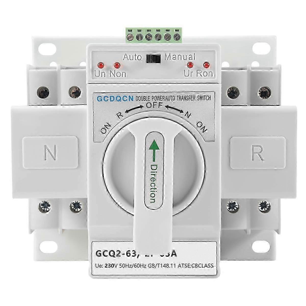 Commutateur de transfert automatique à double puissance 2P63A Commutateur d’engrenage de commutation Cb Class Ats Home monophasé 220V