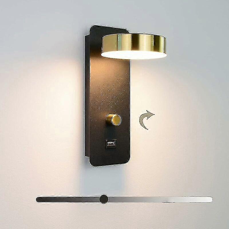 Indoor wall lamp bedside LED wall lamp rotary switch adjustable brightness bedside wall lamp with US