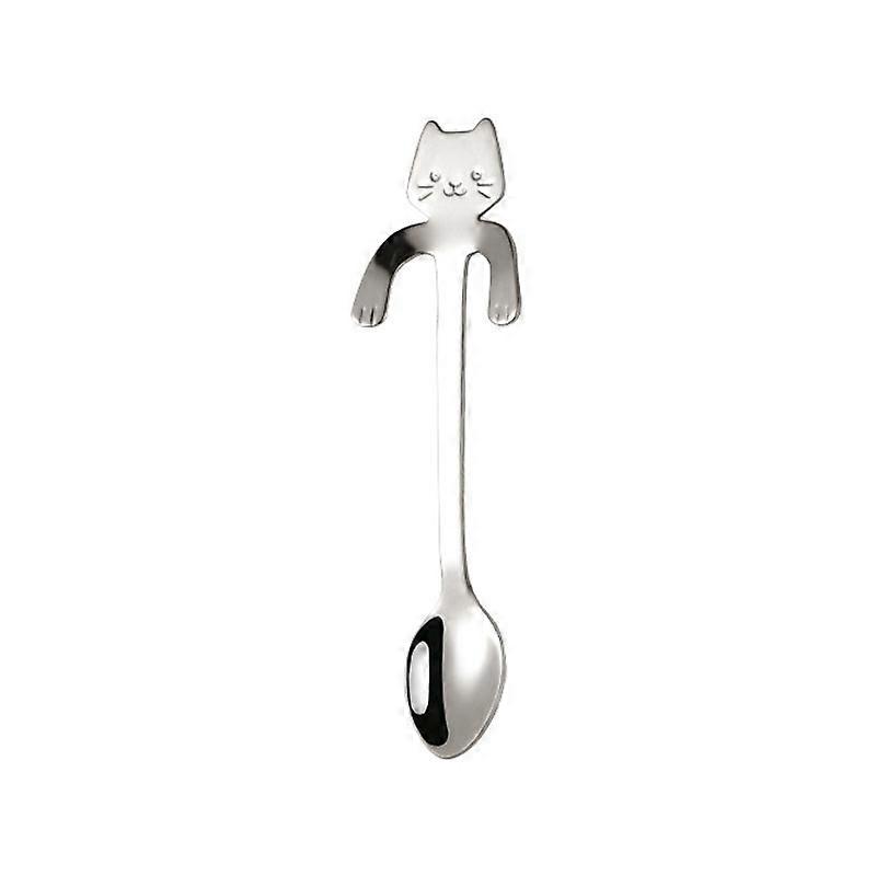Stainless Steel Dessert Spoons Specialty Hugging Kitty Flatware Home Kitchen Dining Tableware