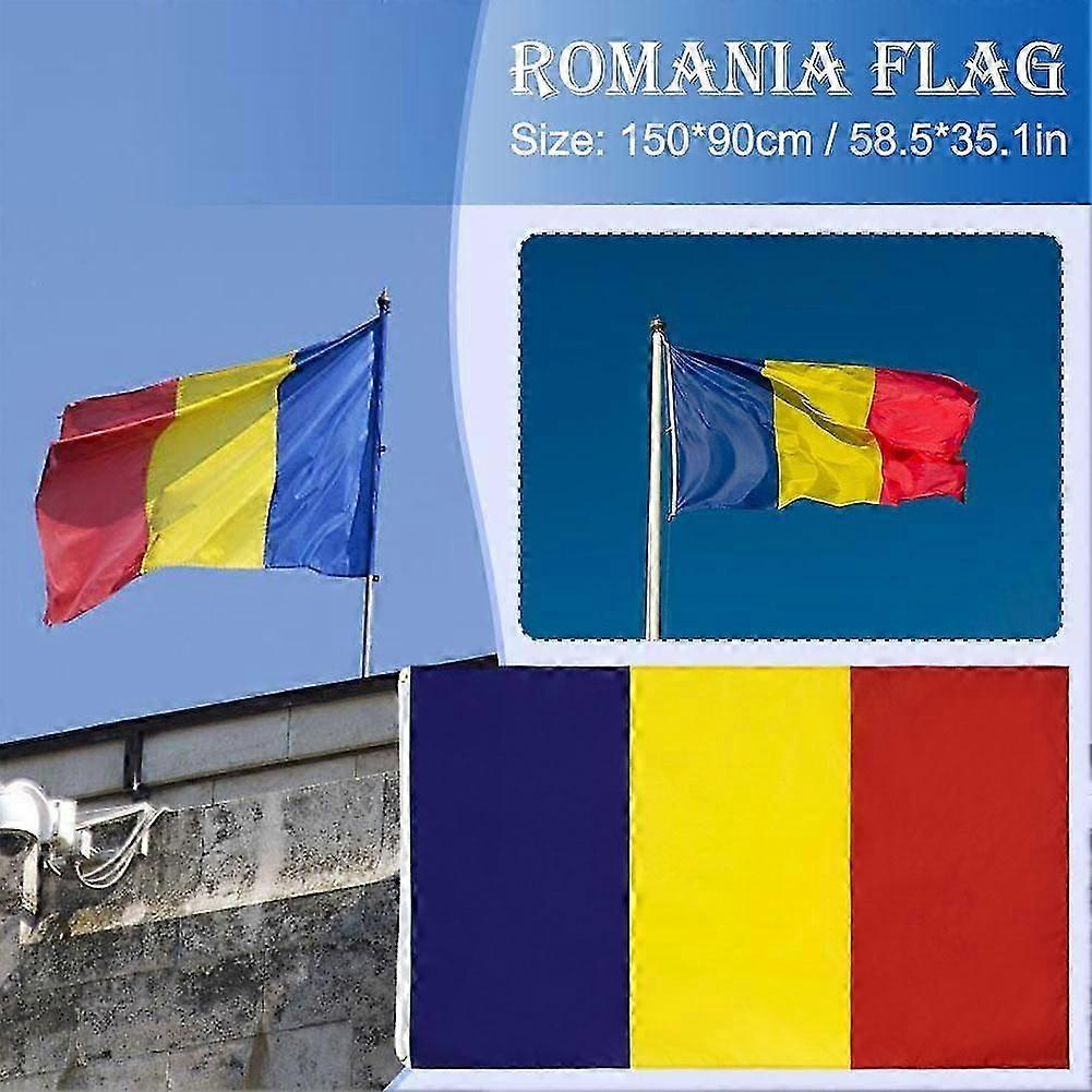דגל רומניה בגודל 90*150 ס"מ פוליאסטר, מסמל שמיים כחולים, אומץ והקרבה