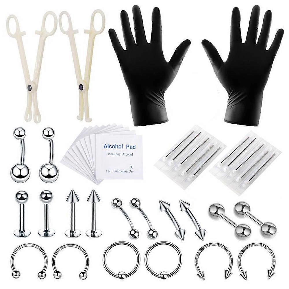 Professional Body Piercing Tool Kit Lightweight Precise Metal Lip Nose Belly Piercing Set for Safe and Easy Piercing