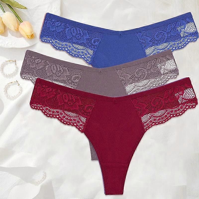 3Pcs Womens Cotton G String Lingerie Panties Thongs Sexy Pantys