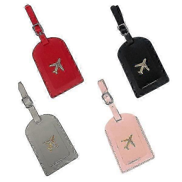 4-pack Leather Luggage Tags Suitcase Tags Luggage tag bag