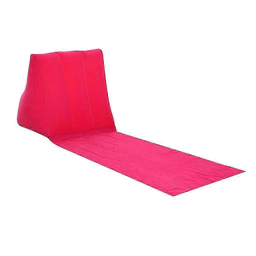 Inflatable Triangular Beach Camping Lounger Back Pillow Chair Bed-color: Rosered