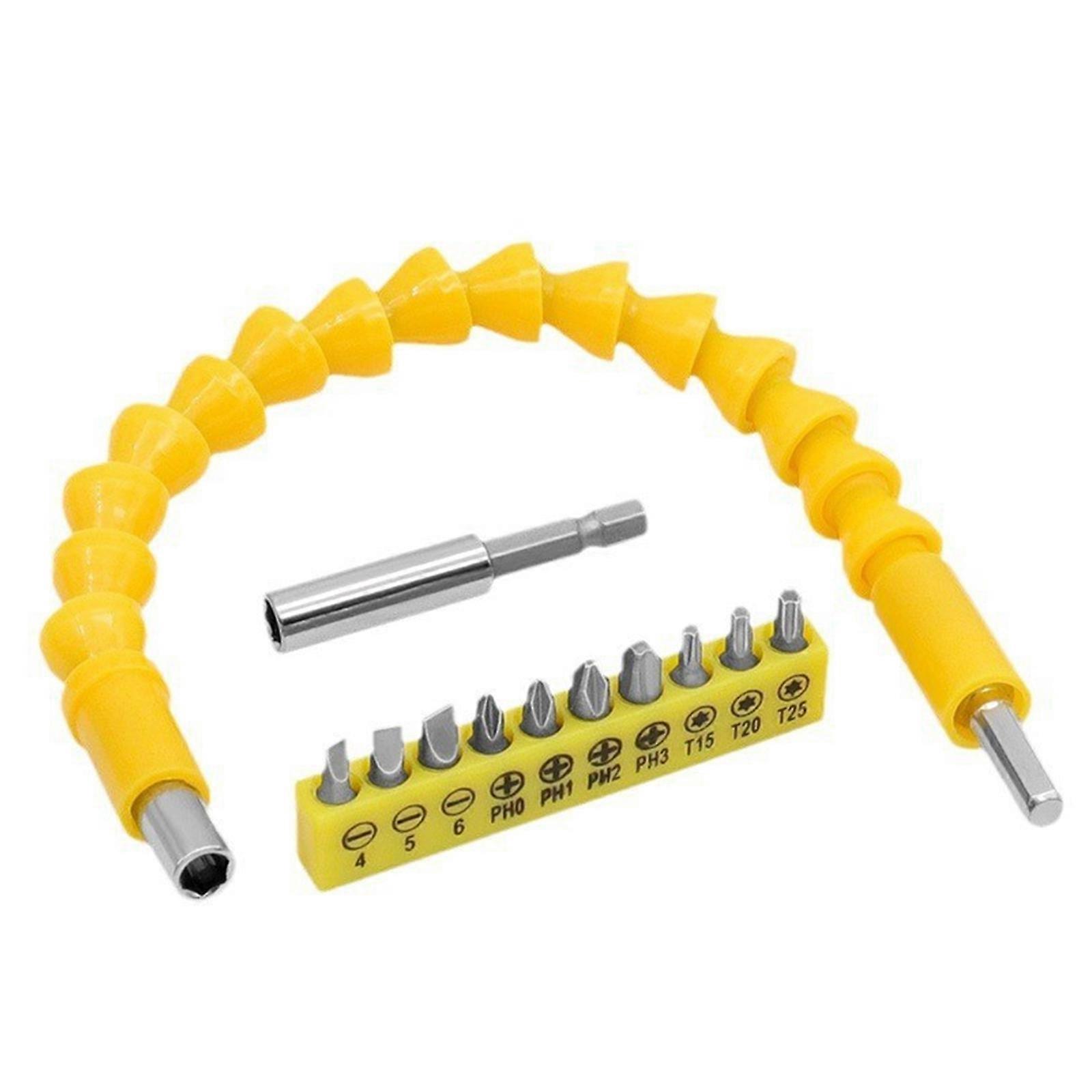 Multiangle Flexible Drill Extension Kit with Magnetic Hexagonal Adapters, Steel Suitable for Tight Space