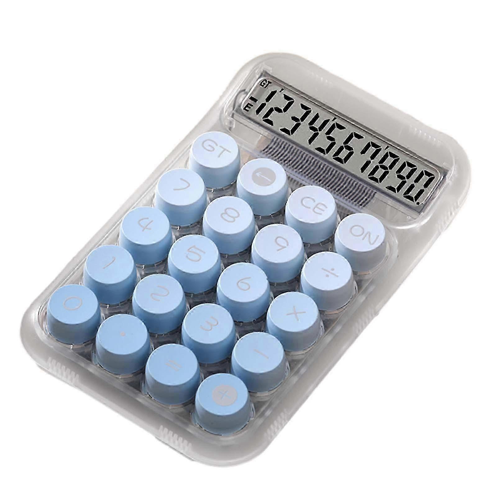 Mechanical Keyboard Calculator Clear Handheld,Easy to Read with LCD Display Desk Calculator for Daily and Basic Office School-color: Blue