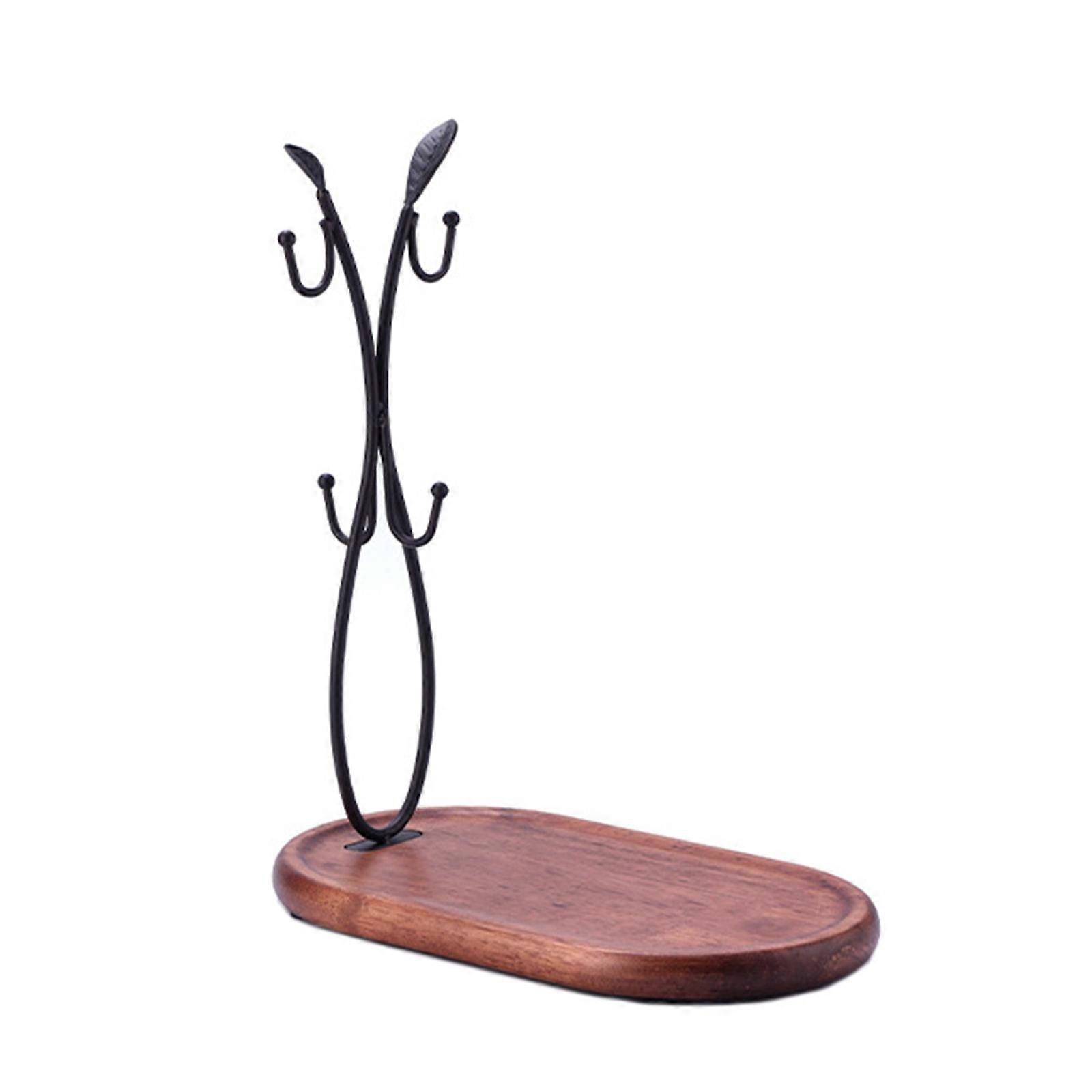 Portable Large Capacity Mug Holder Multipurpose Metal Mug Tree with 4 Hook Sturdy Cup Stand Holder for Countertops