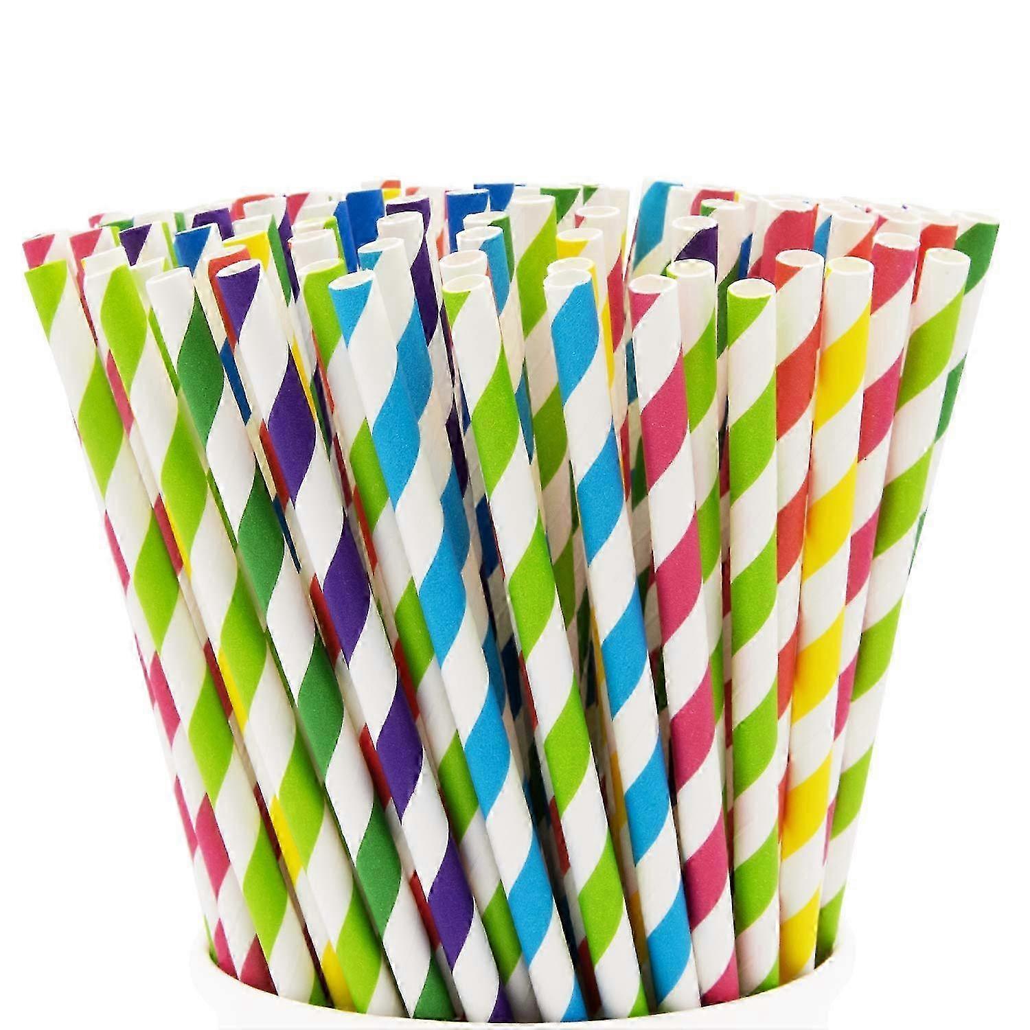 Biodegradable Paper Drinking Straws [200 Pack] - Assorted Colors