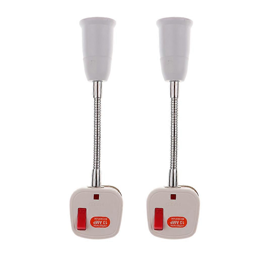 2x 360 Degree All Direction Bulb Holder Socket Switch Adapter 13A-UK Plug