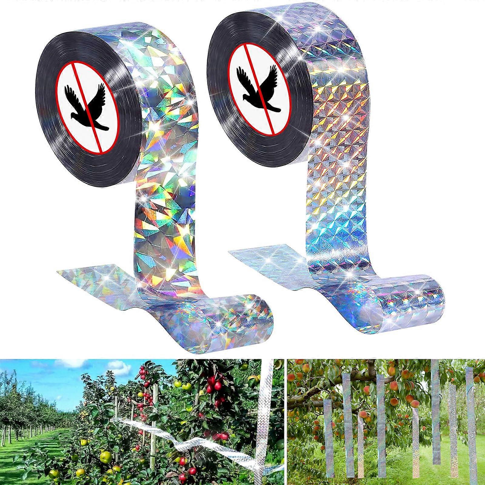 Effective Bird Repellent Tape 2 Rolls 80 m x 2.4 cm Reflective Deterrent Tape For Pigeons Garden Balcony House