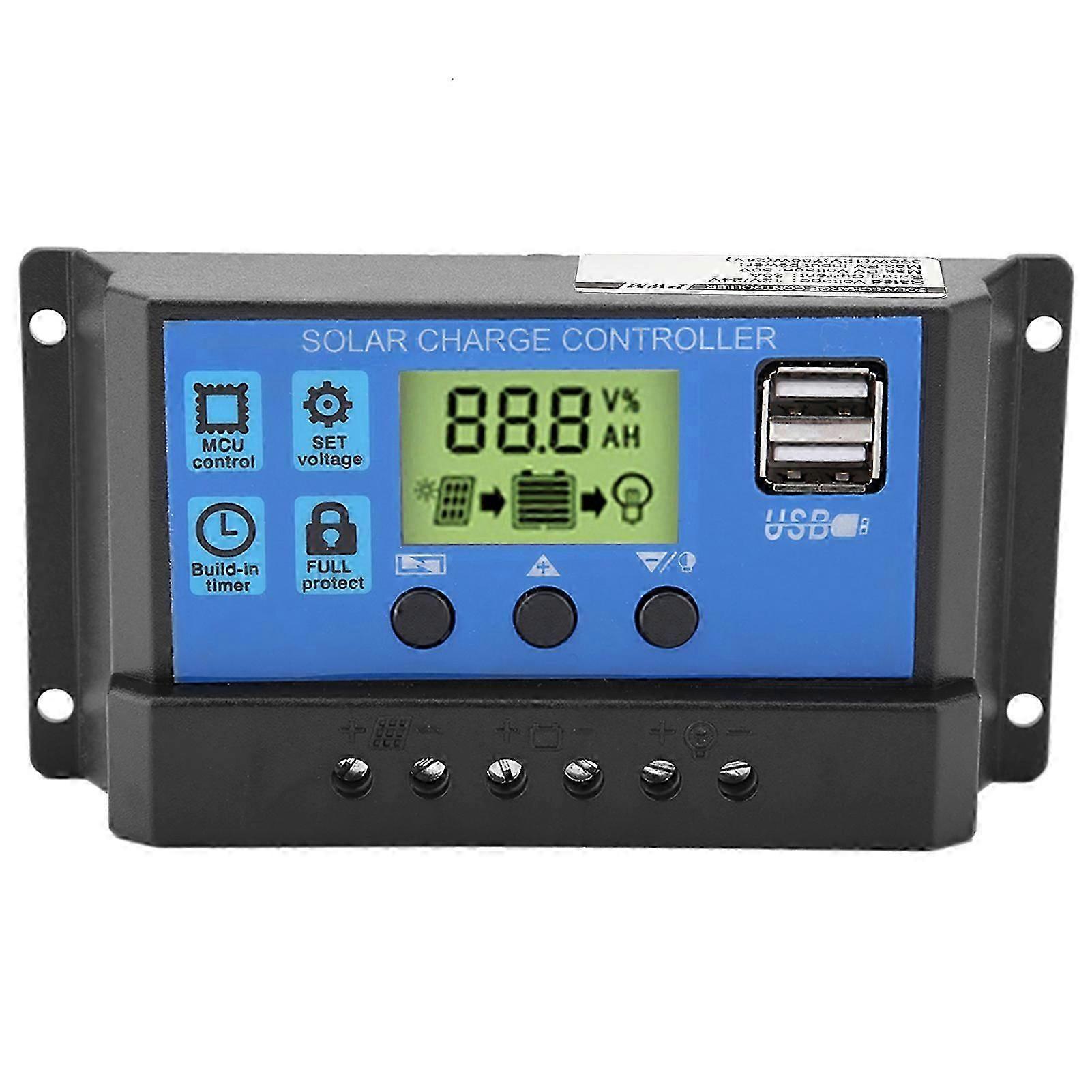 PWM 12V 24V Dual USB Solar Panel Charge Controller Regulator LCD Display 30A (YJSS-30A)