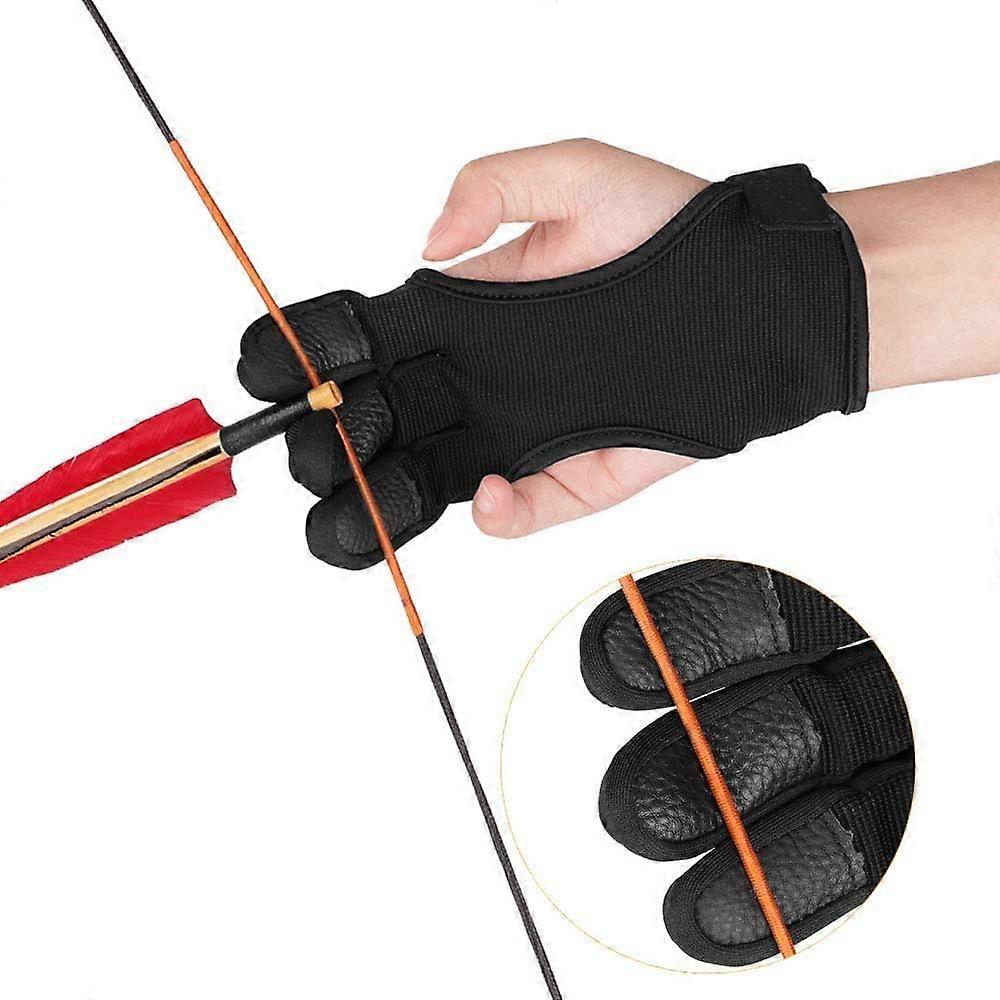 Unisex Shooting Glove Leather 3-Finger Traditional Archery Glove For Bow Shooting Hand Protection Size M