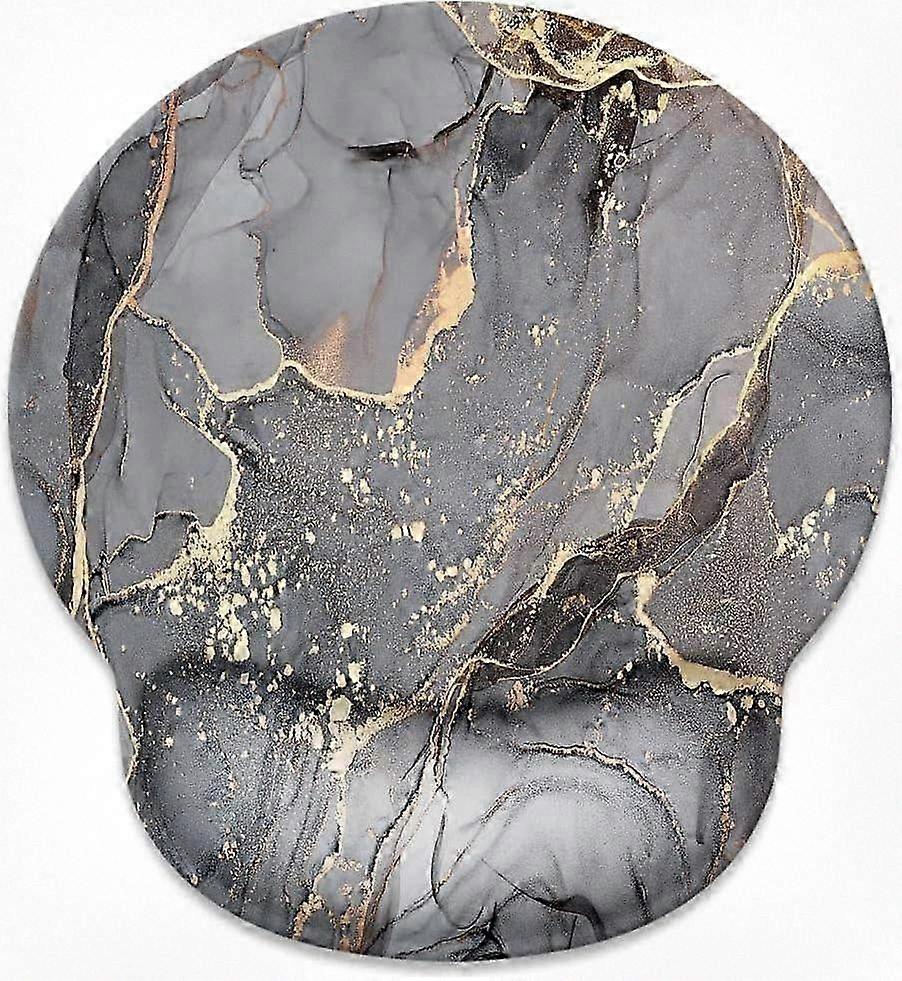 Shiny Black Marble Mouse Pad with Comfortable Wrist Rest Support, Non-Slip Rubber Base & Memory Foam, Size 250mm x 230mm x 5mm