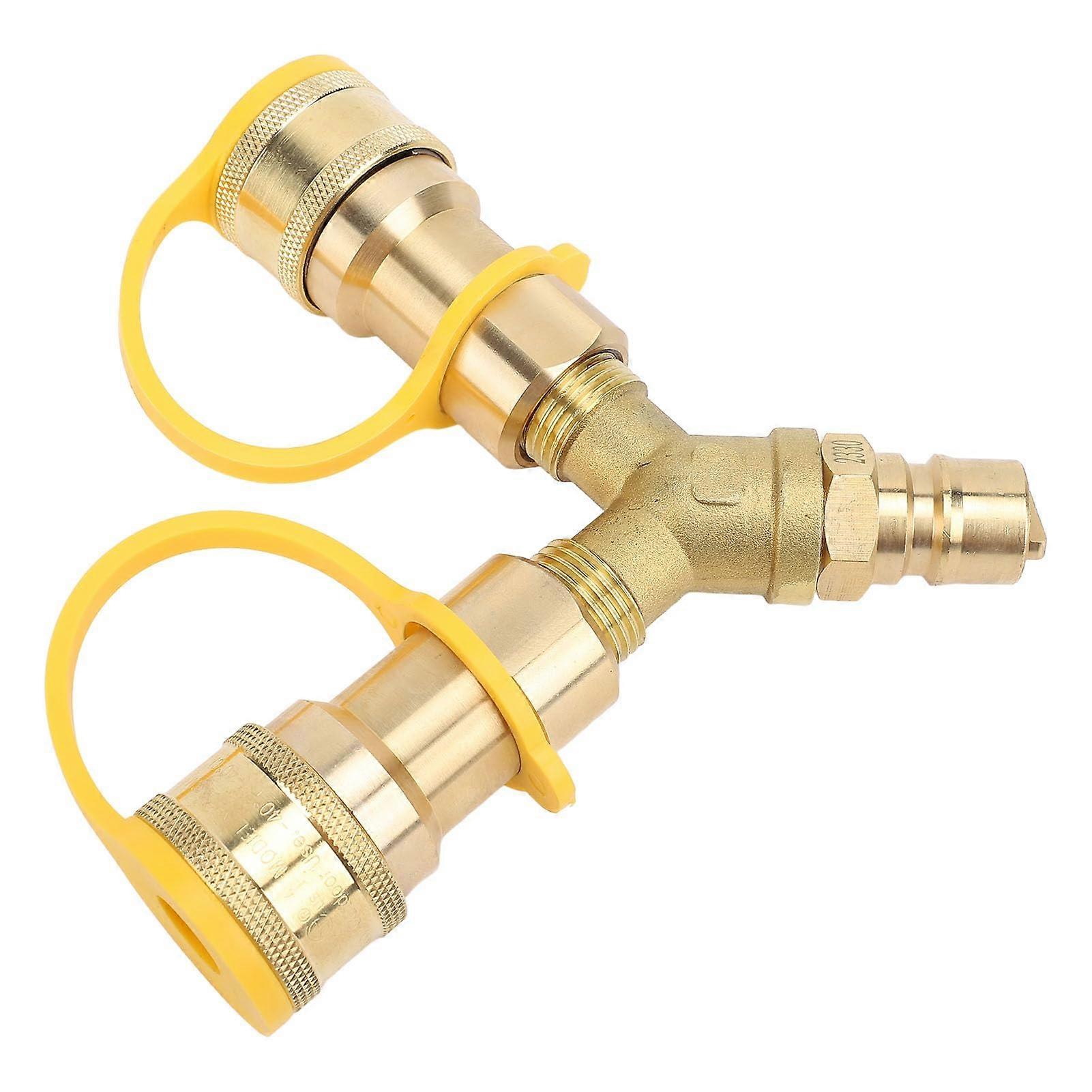 RV Quick Connect Y Splitter Adapter 1/2 Inch Copper 2-Way Hose Connector for Trailer Motorhome