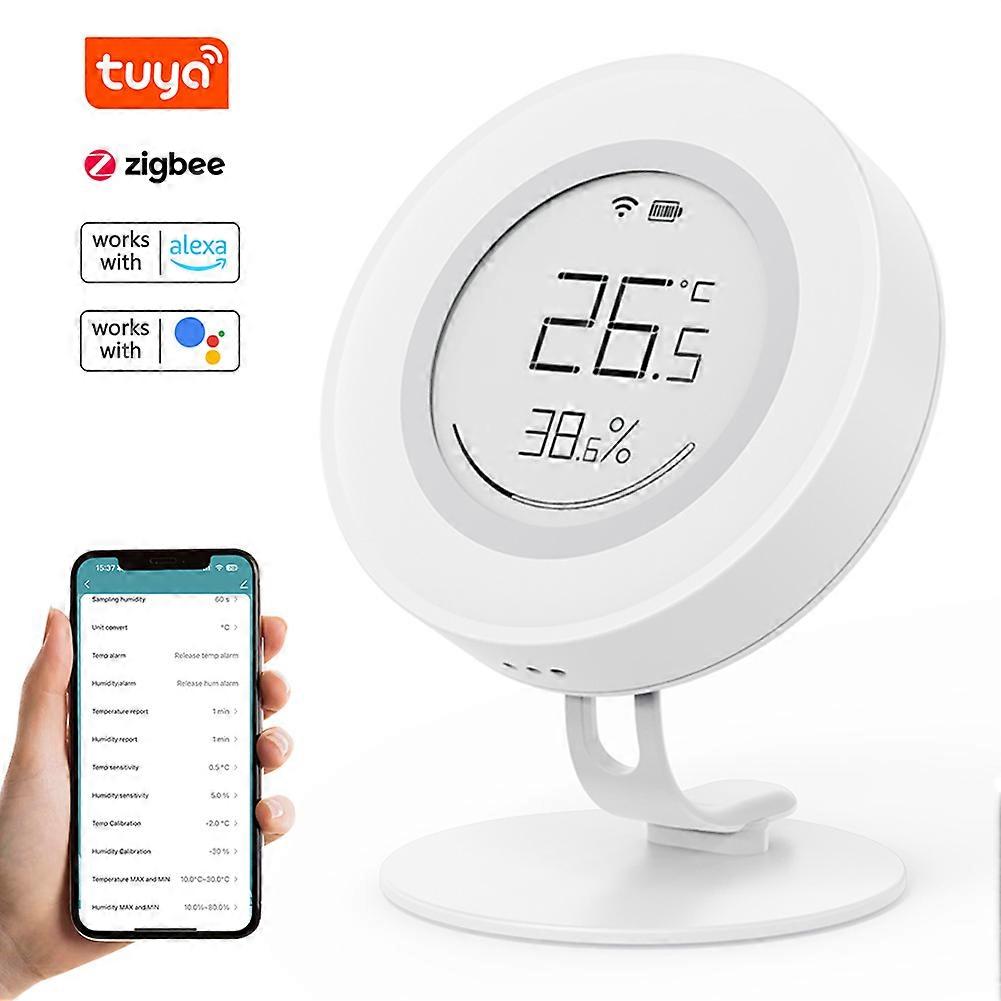 Tuya ZigBee Portable Temperature and Humidity Detector Household Office Baby's Room Hygrothermograph Digital Display Temperature and Humidity Meter E