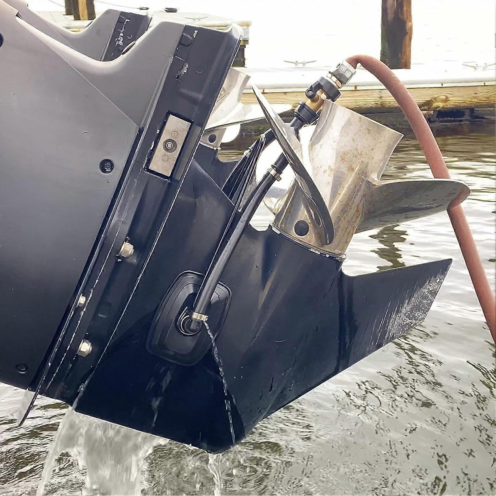 Dual Flow Motor Flusher 5/8 Inch Garden Hose Connection Outboard Motor Water Flusher with Big Rectangular Sucker 