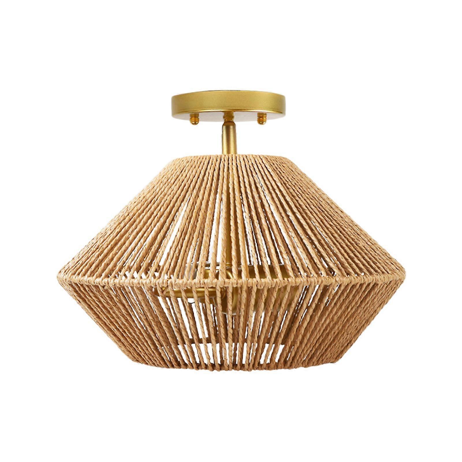 Flush Mount Ceiling Light Imitation Rattan for Kitchen Minimalist Cage