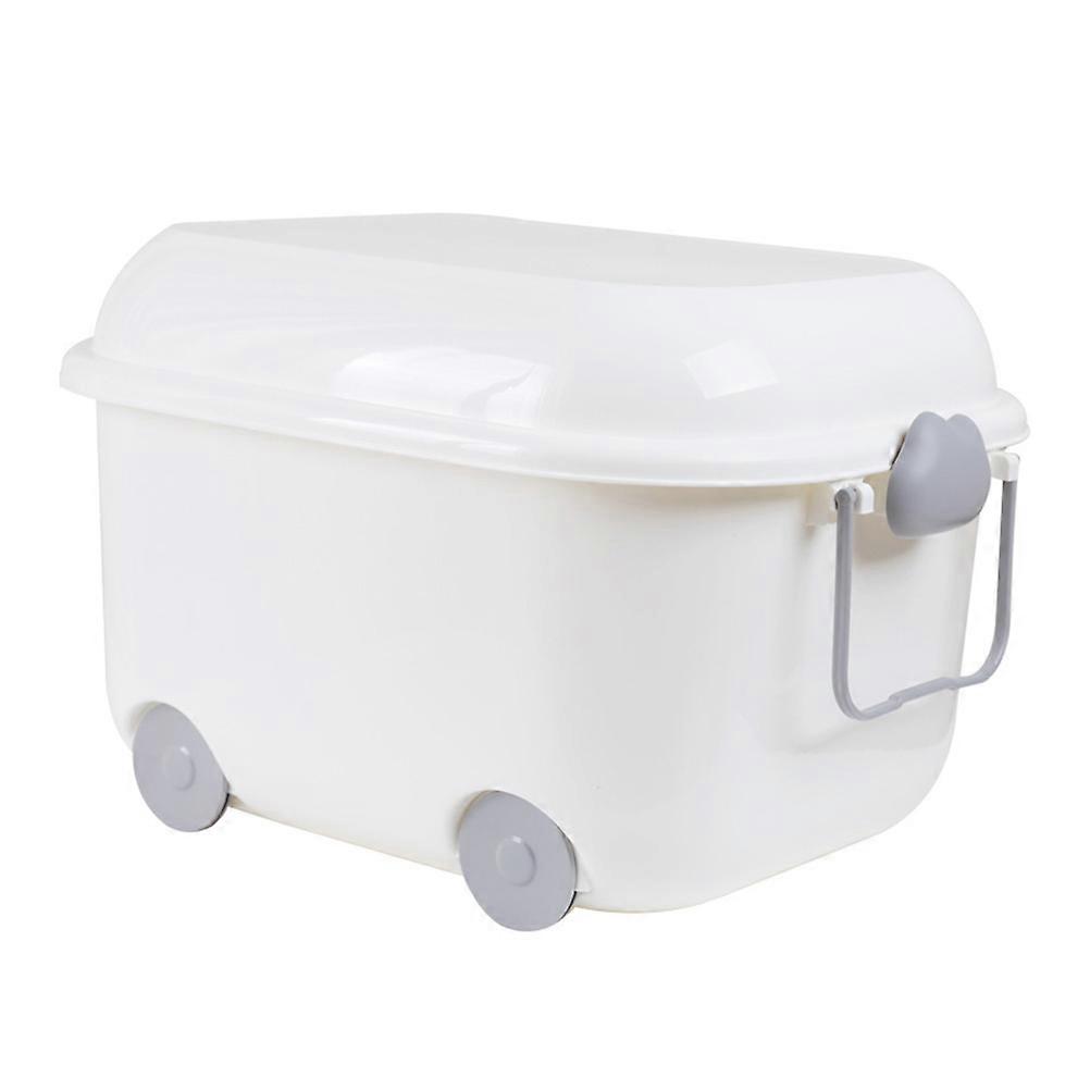 Creative Car Shaped Storage Box with Pulley Wheels for Toys and Organizing White PP Material