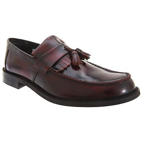 Roamers Mens Toggle Saddle Hi-Shine Leather Loafers