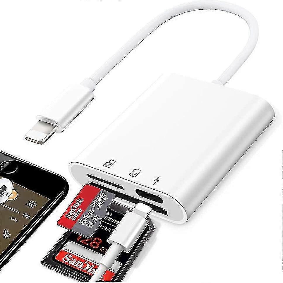 3-in-1 Memory Card Reader for iPhone and iPad, Plug and Play Micro SD Card Reader for Compatible Devices