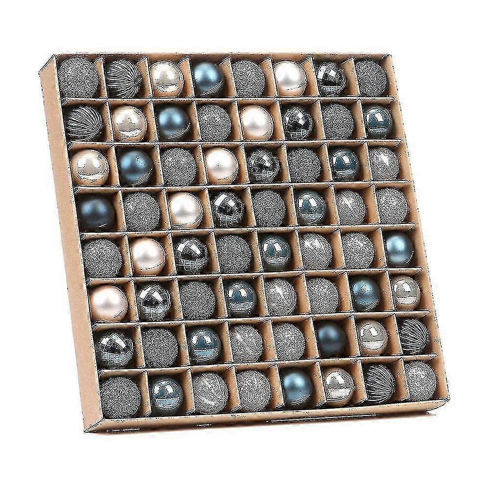 ツリー用多目的クリスマスオーナメント64個 - ブルーとゴールド