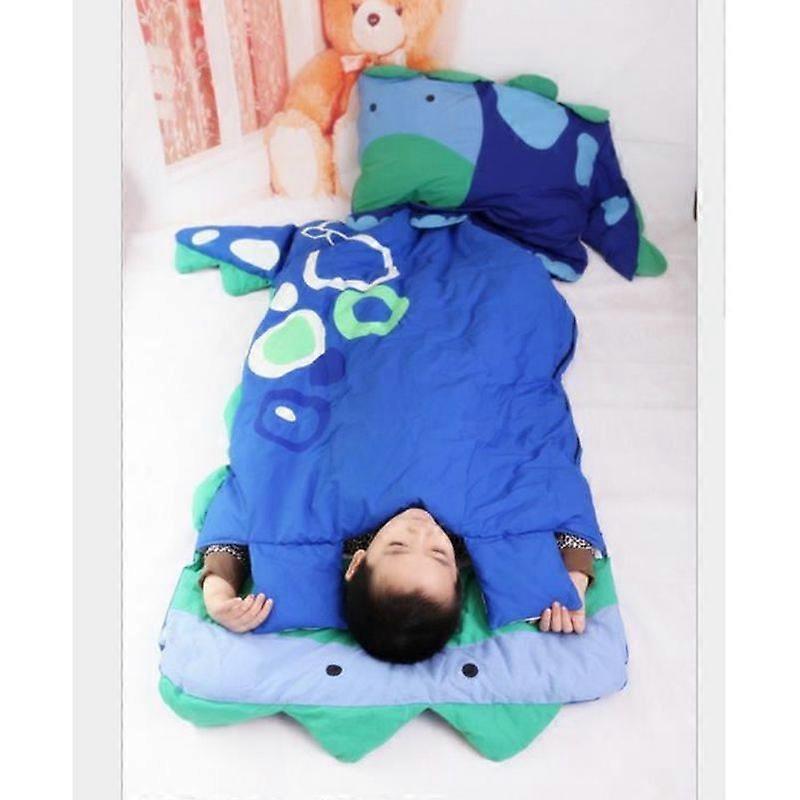 Cute Kids Sleeping Bag Children's Duvet with Pillow 140*60cm Blue Dinosaur Suitable for children up to 115 meters high