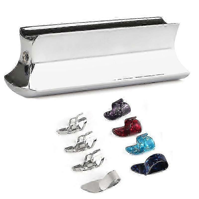 Guitar Slide Tone Bar con plettri per pollice in acciaio inossidabile e celluloide Slide Bar in metallo