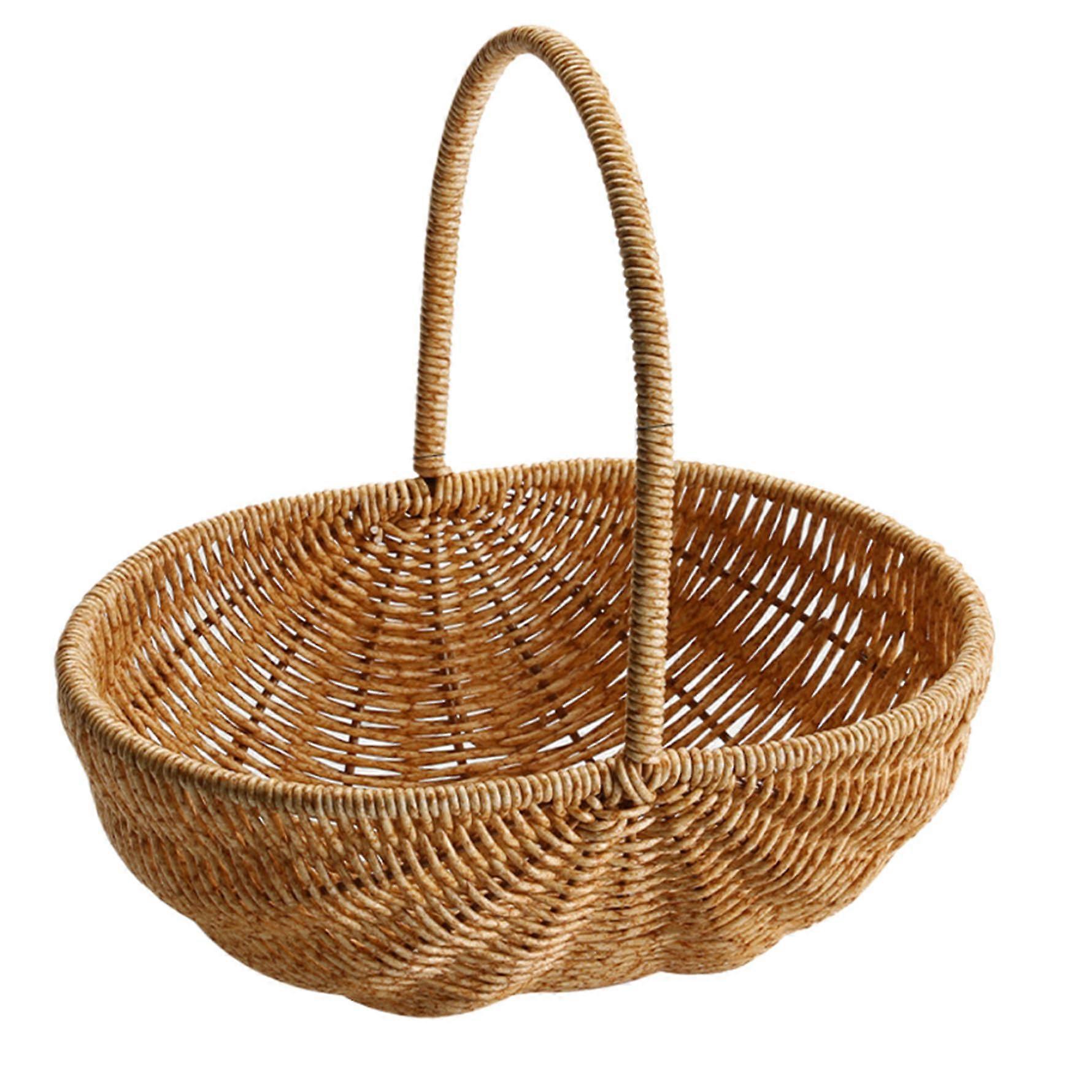 Basket Rustic Woven Reinforced Picnic Basket with Handle 11x8x11 Medium