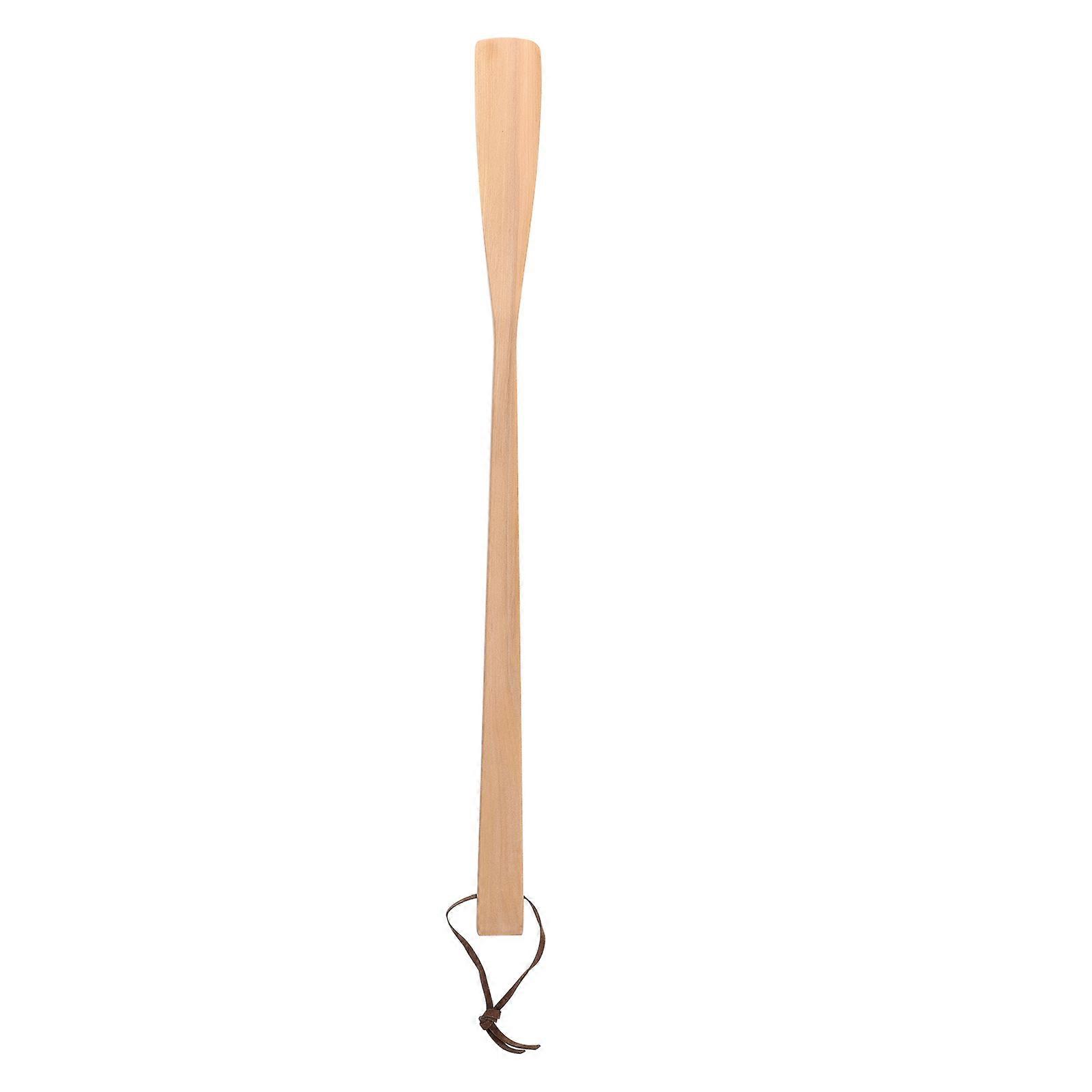 Long Handle Shoehorn for Home Use Made of Synthetic Material Beige Color Lightweight and Durable 1pc