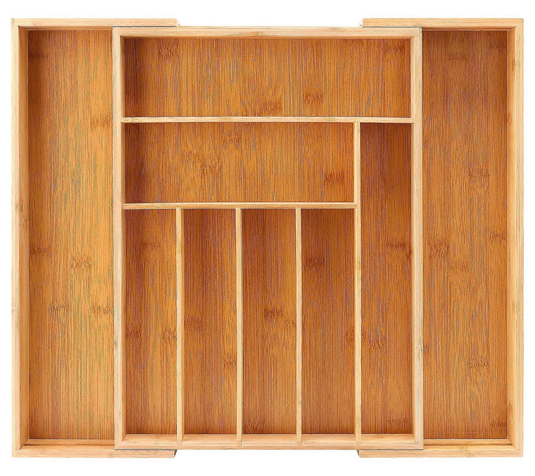 Cutlery Tray, Cutlery Tray for Drawers Made of Bamboo, Adjustable Drawer Insert, Extendable 79 Compartments for Kitchens and Motorhomes