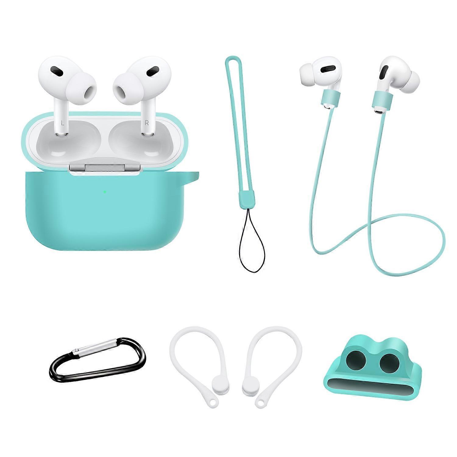 Étui en silicone L7K pour AirPods Pro 2, cordon de cou, boucle de suspension, crochet d'oreille, accessoire anti-perte 6 en 1