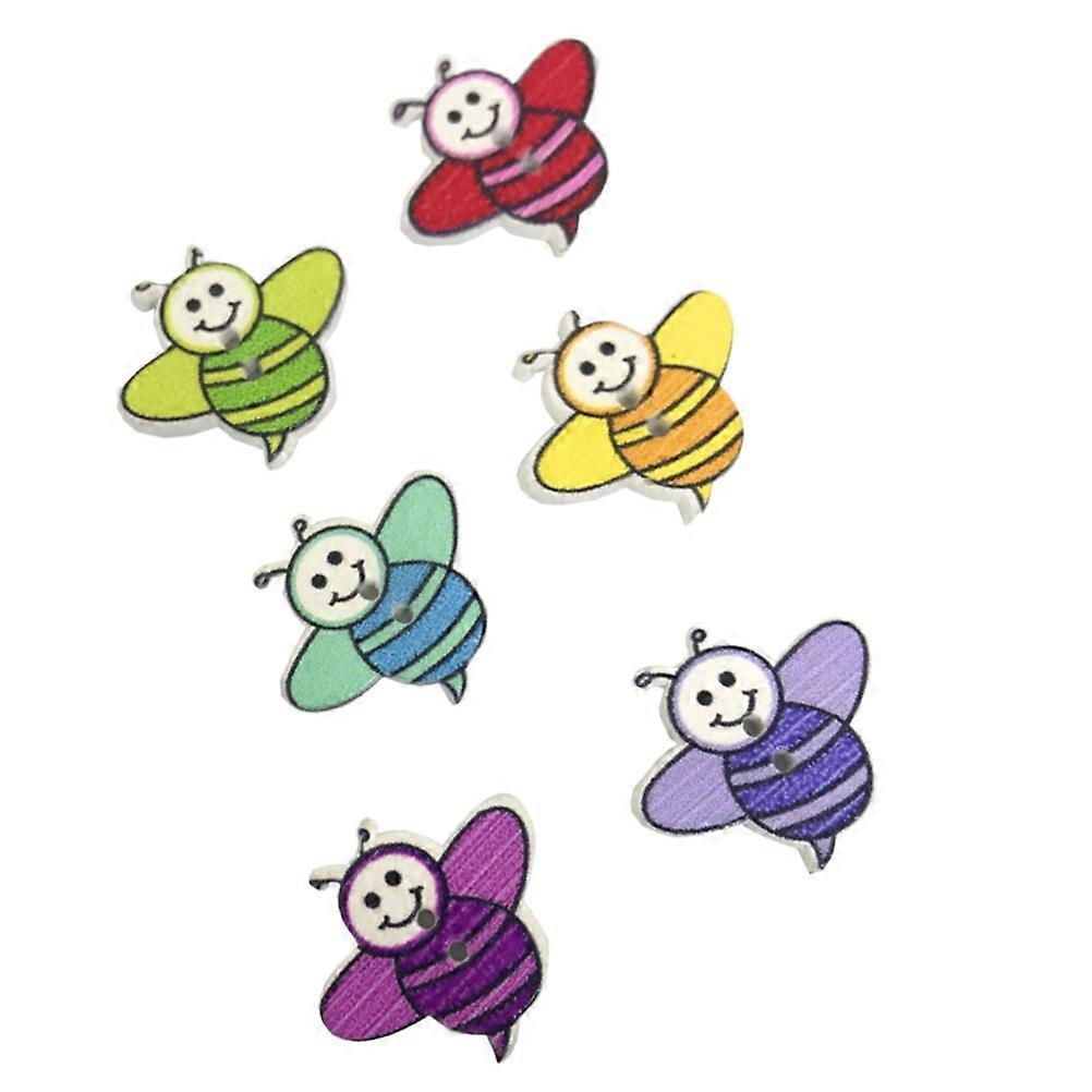 DIY Assorted Snaps Variety Of Craft Buttons Round Environmental Cartoon Bee Pattern 2.3x2cm 50Pcs