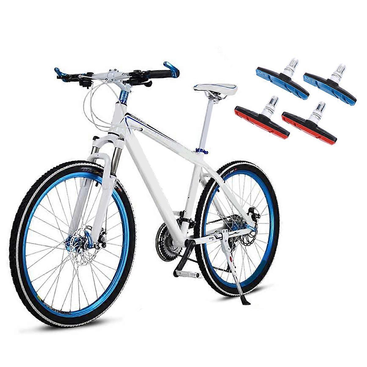 V-Type Bike Brake Set Cycling Accessories Strong Friction Protect Wheel Rim 2 Pairs Red Blue