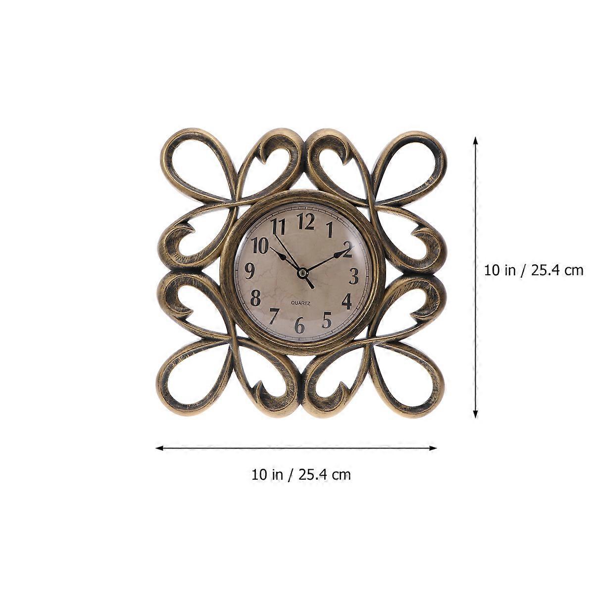 Dial Clock Vintage European Style Home Decoration Silent Time Display Golden 25.40X25.40X3.20CM 1Set