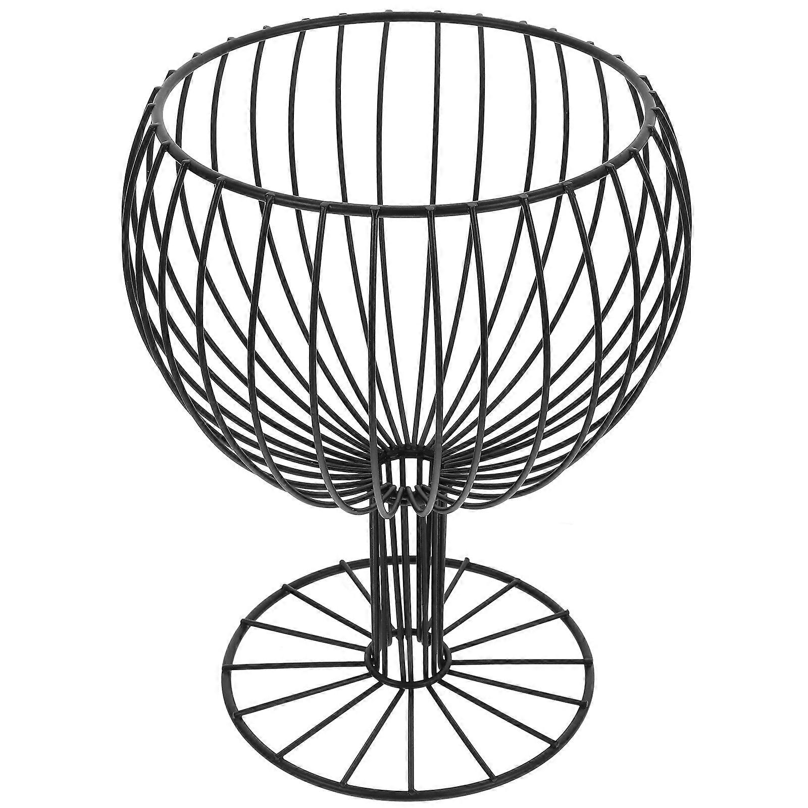 Metal Coffee Pod Holder Basket with Iron Frame – Multifunctional Storage Organizer for Coffee Capsules, Tea Bags, Wine Glasses, and Fruits – Black