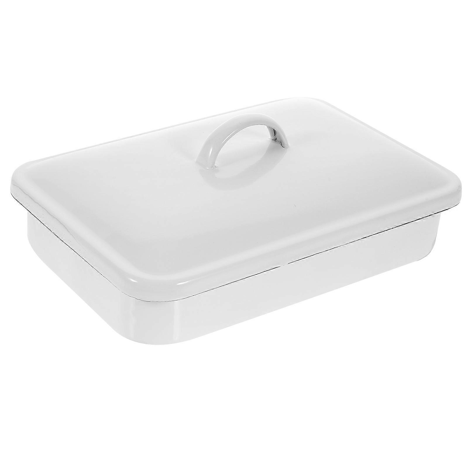 Enamel Pan With Lid Food Preservation Cover Desserts Certified 1 Lid