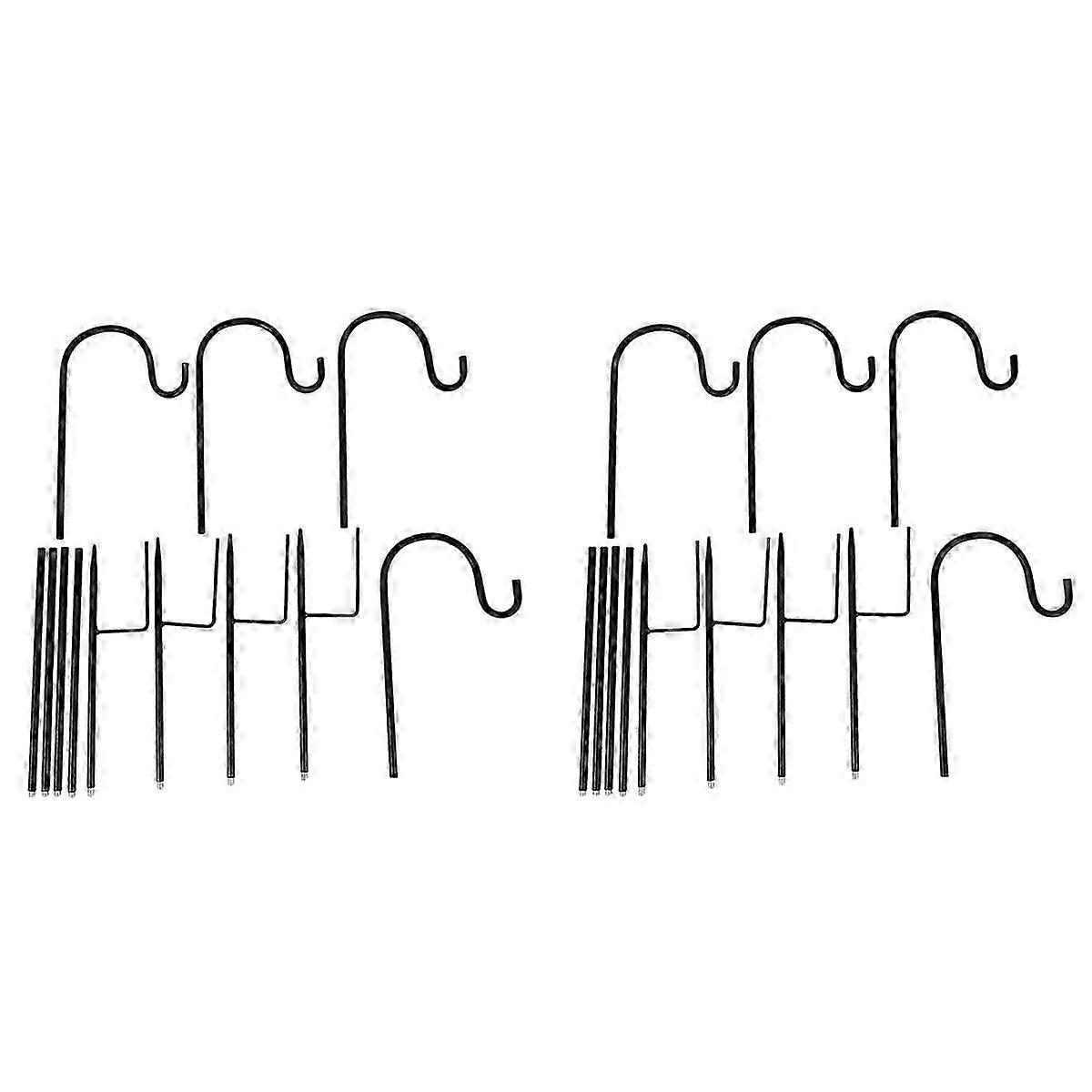 8 Adjustable Garden Hooks for Outdoor String Lights, Festoon Pole with Base, Border Hook Set
