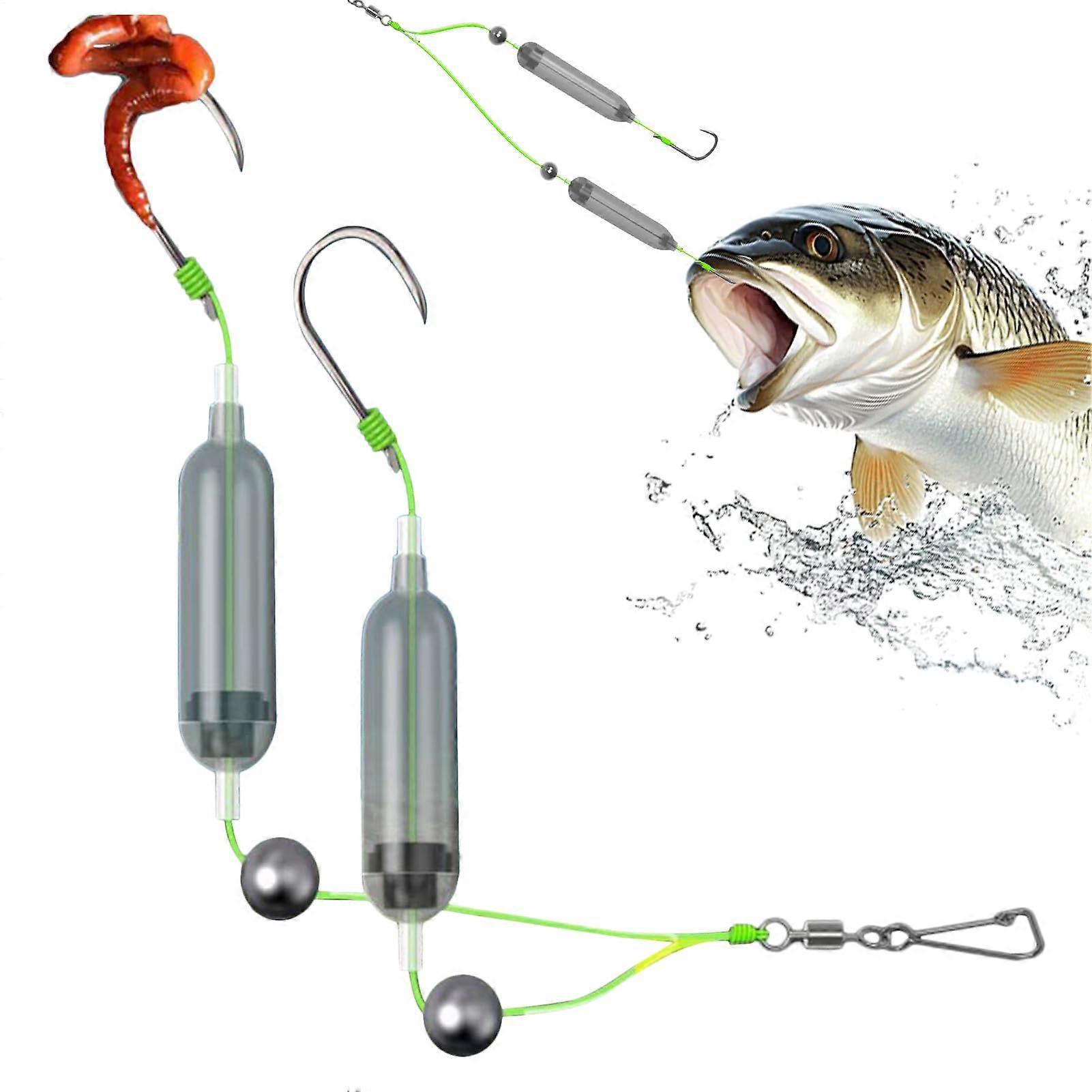 Crappie Fishing Float System With Double Hook Inverted Anti Slip For River Pier Coast Perch No 8