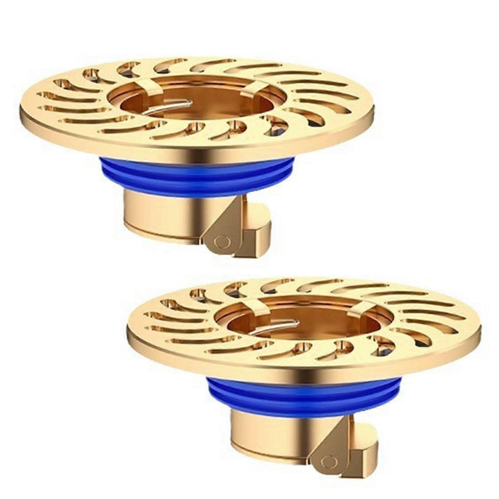 2pcs Round Shower Floor Round Floor Sieve Antiodor Drainer Shower Sieve Covers Easy to Install Luxurious All Copper
