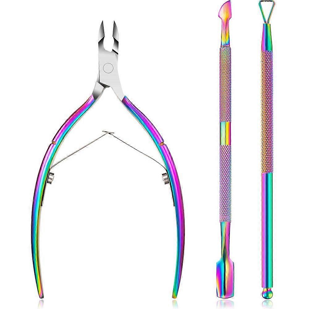 Cuticle Nipper with Stainless Steel Cuticle Pusher Cuticle Remover and Cutter Beauty Tools for Fingernails and Toenails