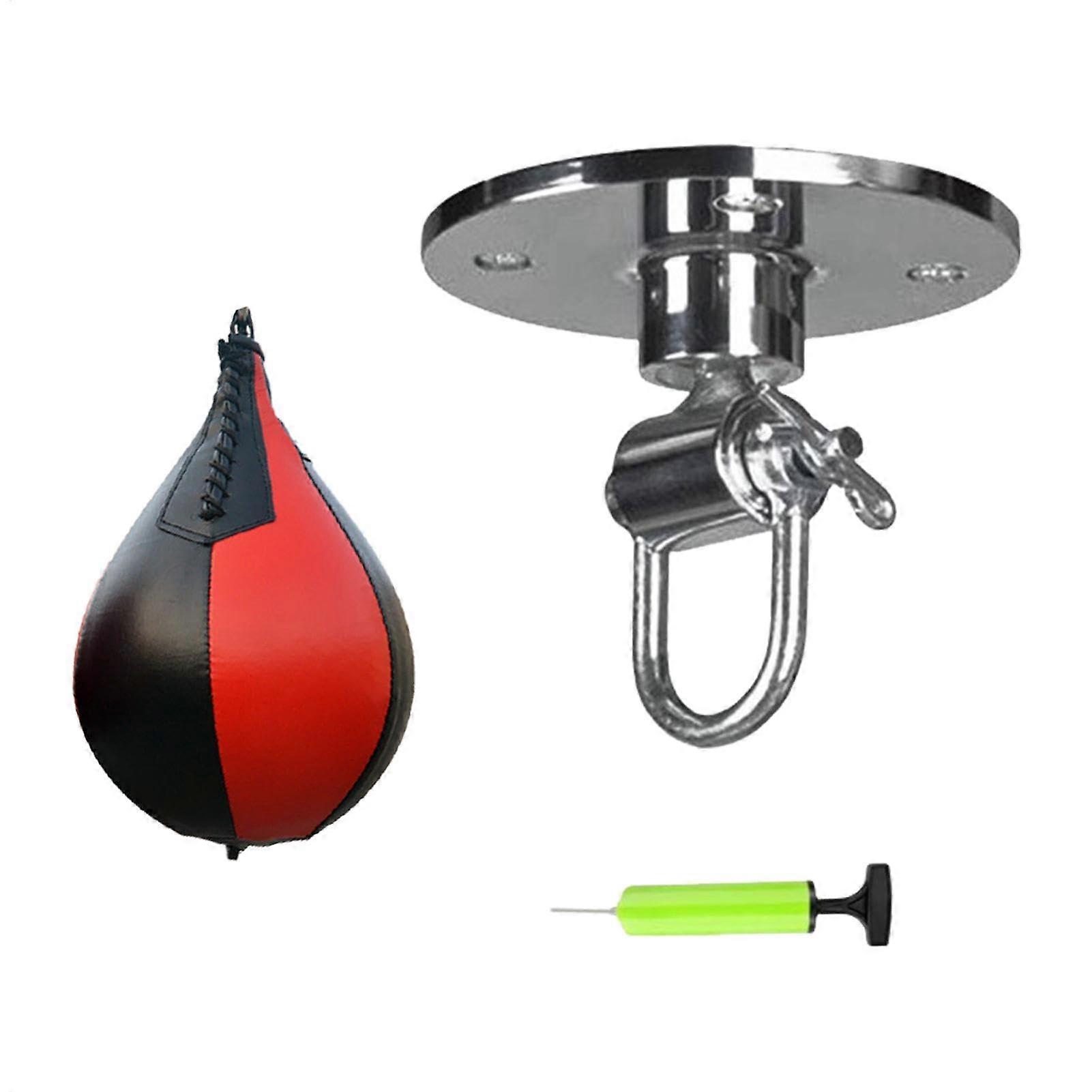 Punching Ball - Speedbag Boxing Set for Home Gym | Adjustable Height Speedball with Swivel | Black Red Color for Adults