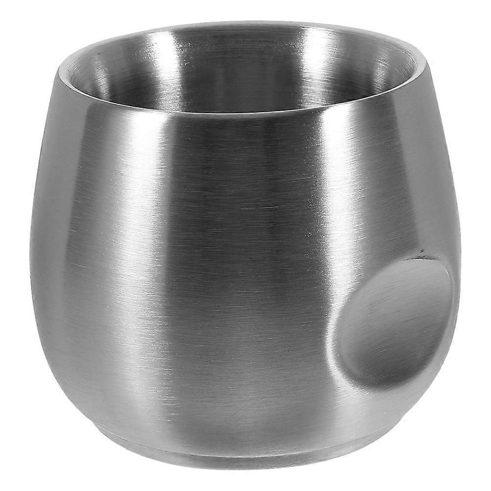 Shaving Bowl For Men Double Layer Stainless Steel Durable Anti-Drop Silver Round Shape Home Use 1Pcs