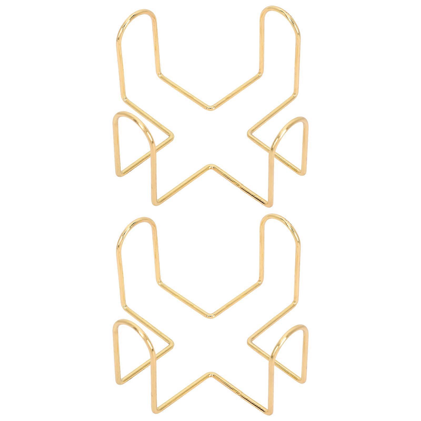 Iron Storage Rack Coaster Holder Home Use Square Golden 2Pack