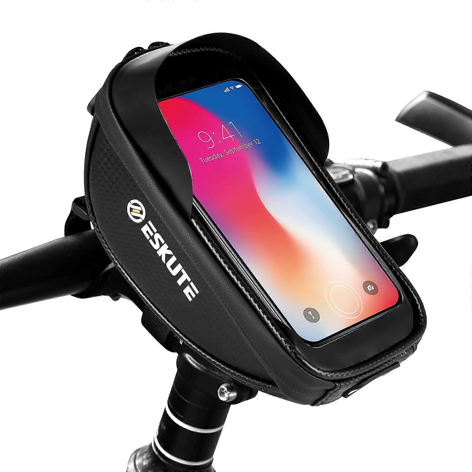 Bicycle Frame Bag Mobile Phone Case with T Touch Screen and Headphone Hole Handlebar Bag for Smartphones up to 6.5 Inches
